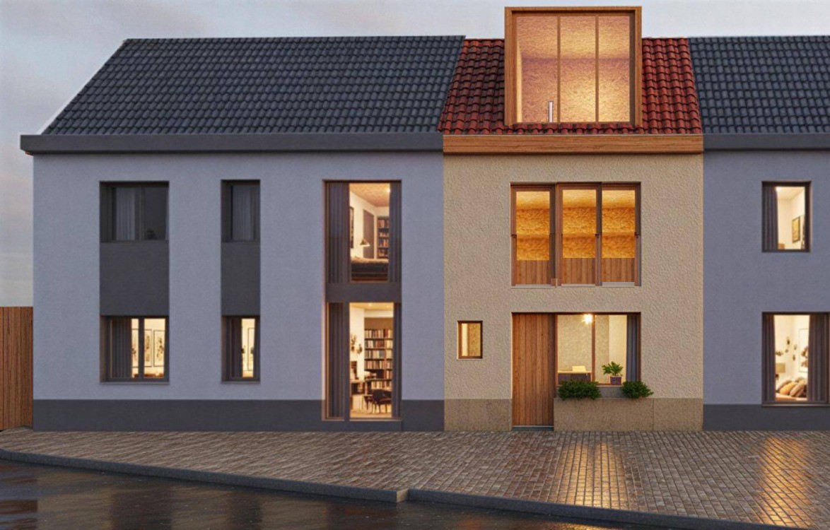 Vue 3D de la façade de la maison après rénovation, Brusselsesteenweg 165 à Tervuren.